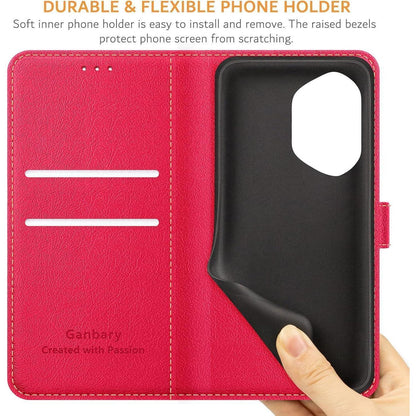 Klapphülle für Honor 400 5G mit Kartenfächern Rot in Lederoptik