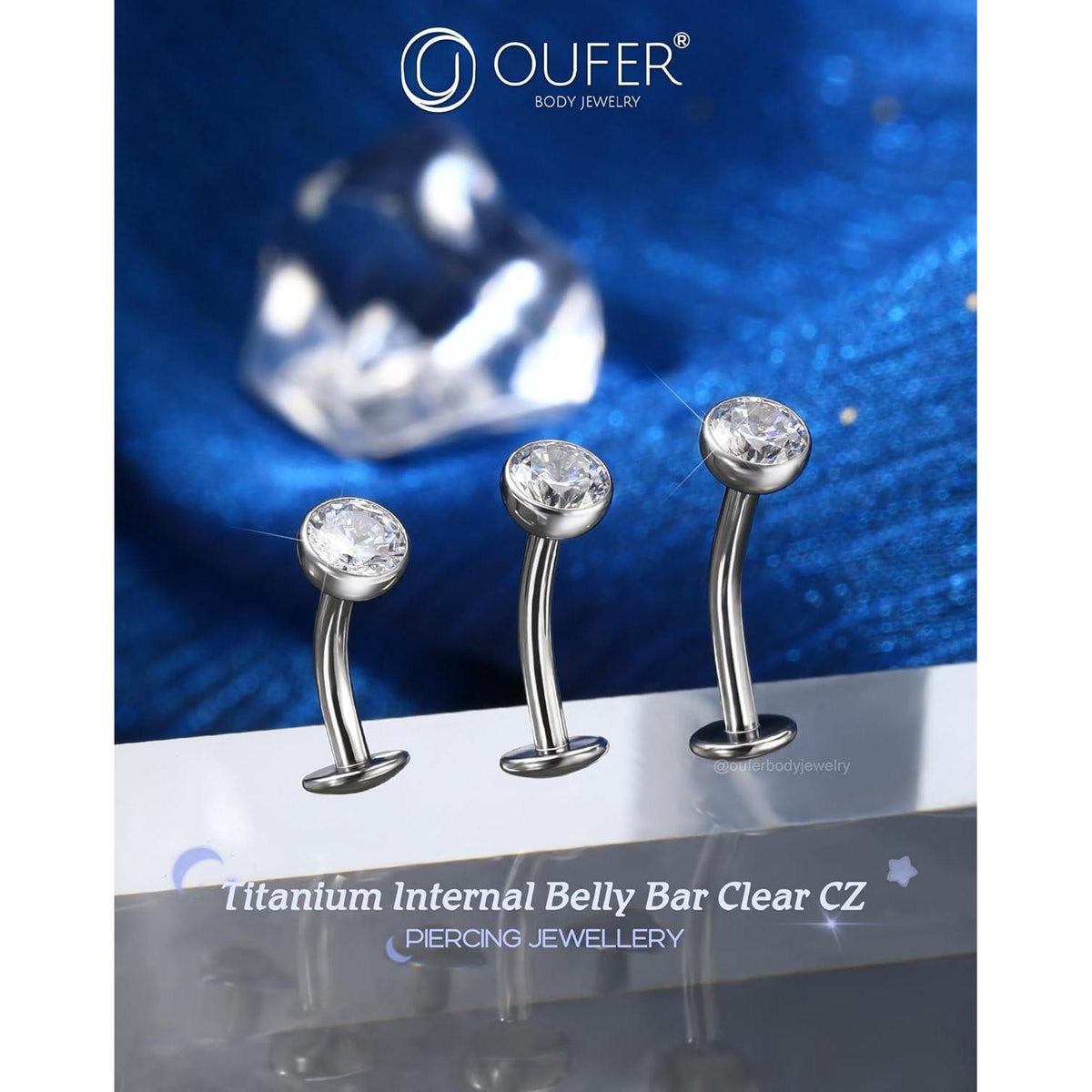Bauchnabelpiercing Titan G23 Klar CZ 14G 12mm Innengewinde