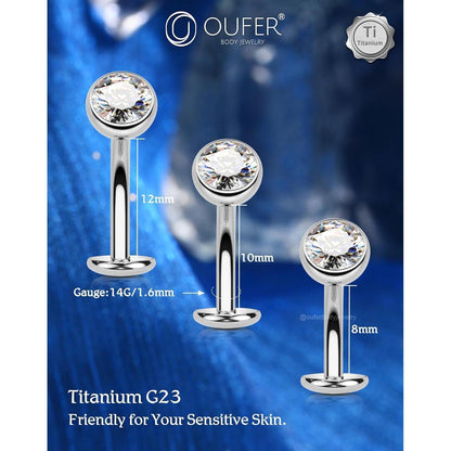 Bauchnabelpiercing Titan G23 Klar CZ 14G 12mm Innengewinde