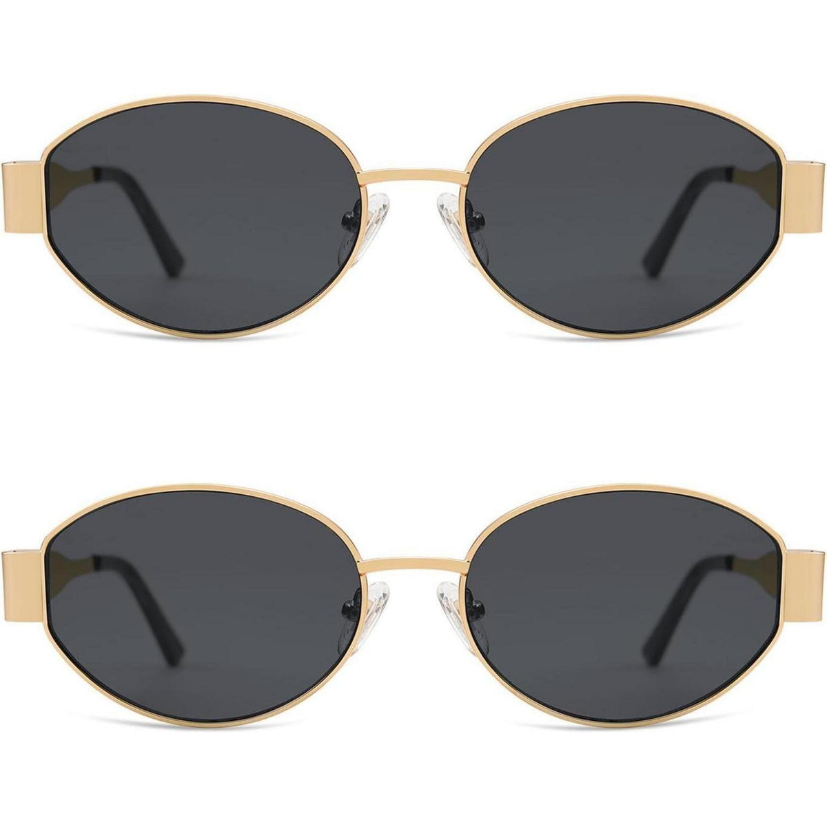 Retro Oval Sonnenbrille Damen Herren UV400 Schutz Gold Grau