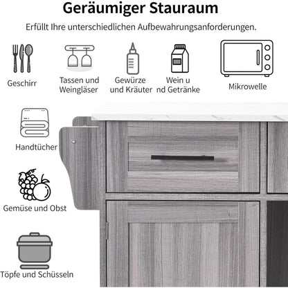 Bewegliche Kücheninsel mit abklappbarer Arbeitsplatte & Stauraum