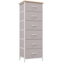 Kommode mit 6 Stoffschubladen – Aschgrau, 115cm hoch