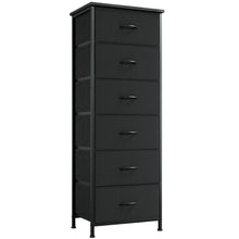 Kommode mit 6 Stoffschubladen – Schwarz, 30x42x115 cm