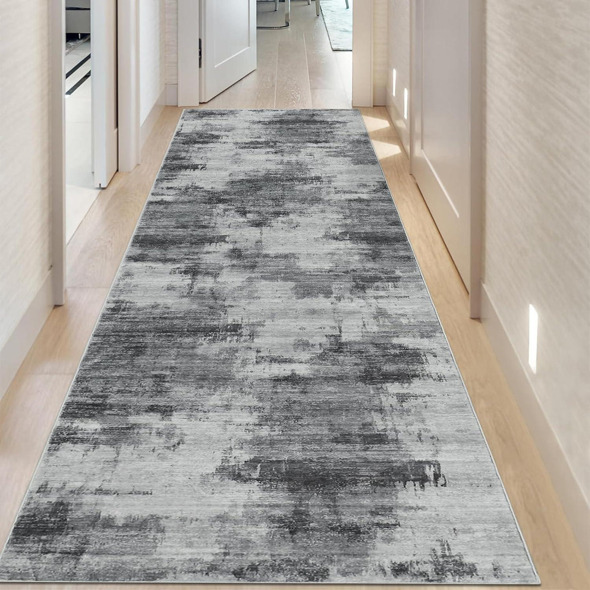 Rutschfester Läufer Flur 80x300cm Dunkelgrau – Waschbarer Teppichläufer