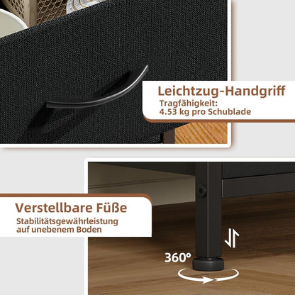 Somdot Kommode mit 4 Stoffschubladen, Schwarz