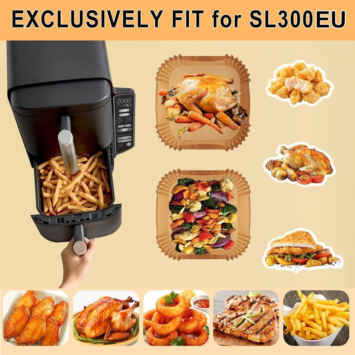 100x Airfryer Backpapier für Ninja Double Stack XL SL300EU
