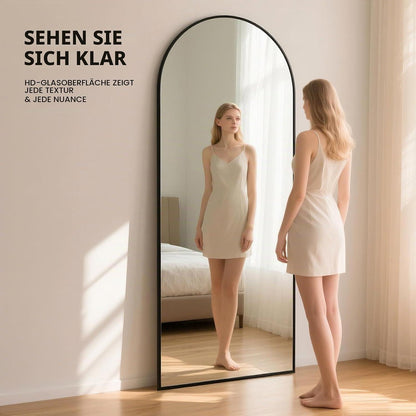 Ganzkörperspiegel 180x76 cm Schwarz – Stand- & Wandspiegel mit Aluminiumrahmen