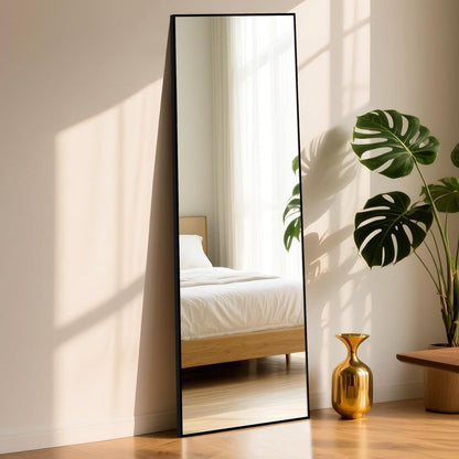 Stehender Ganzkörperspiegel Schwarz 152x42cm mit Sicherheitsglas