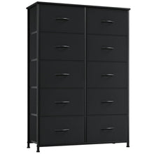 Kommode mit 10 Stoffschubladen – Schwarz, 30x80x114,5 cm