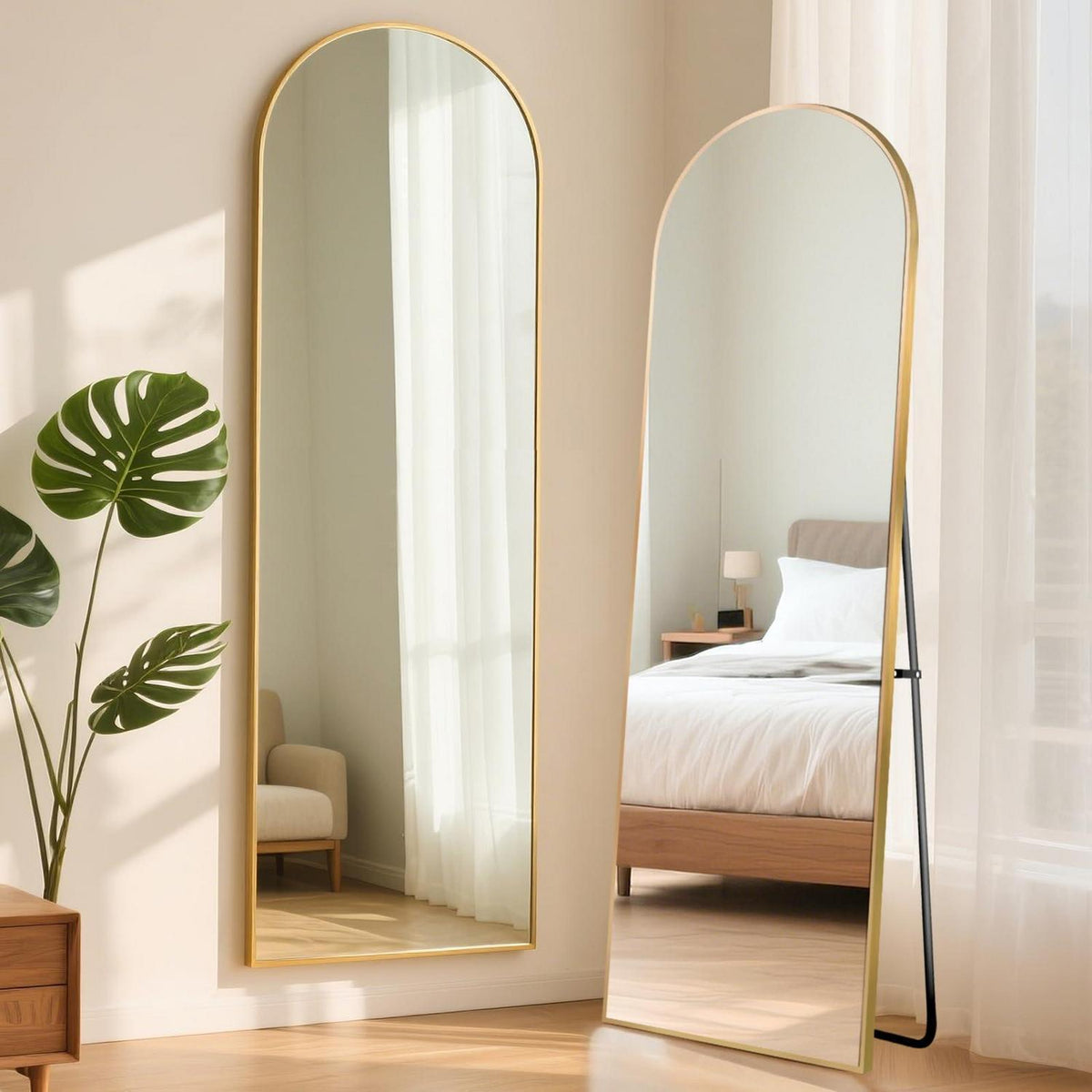 Ganzkörperspiegel Gold 163x53cm – Stand- & Wandspiegel mit Bruchschutzglas