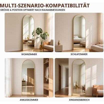 Ganzkörperspiegel Gold 163x53cm – Stand- & Wandspiegel mit Bruchschutzglas