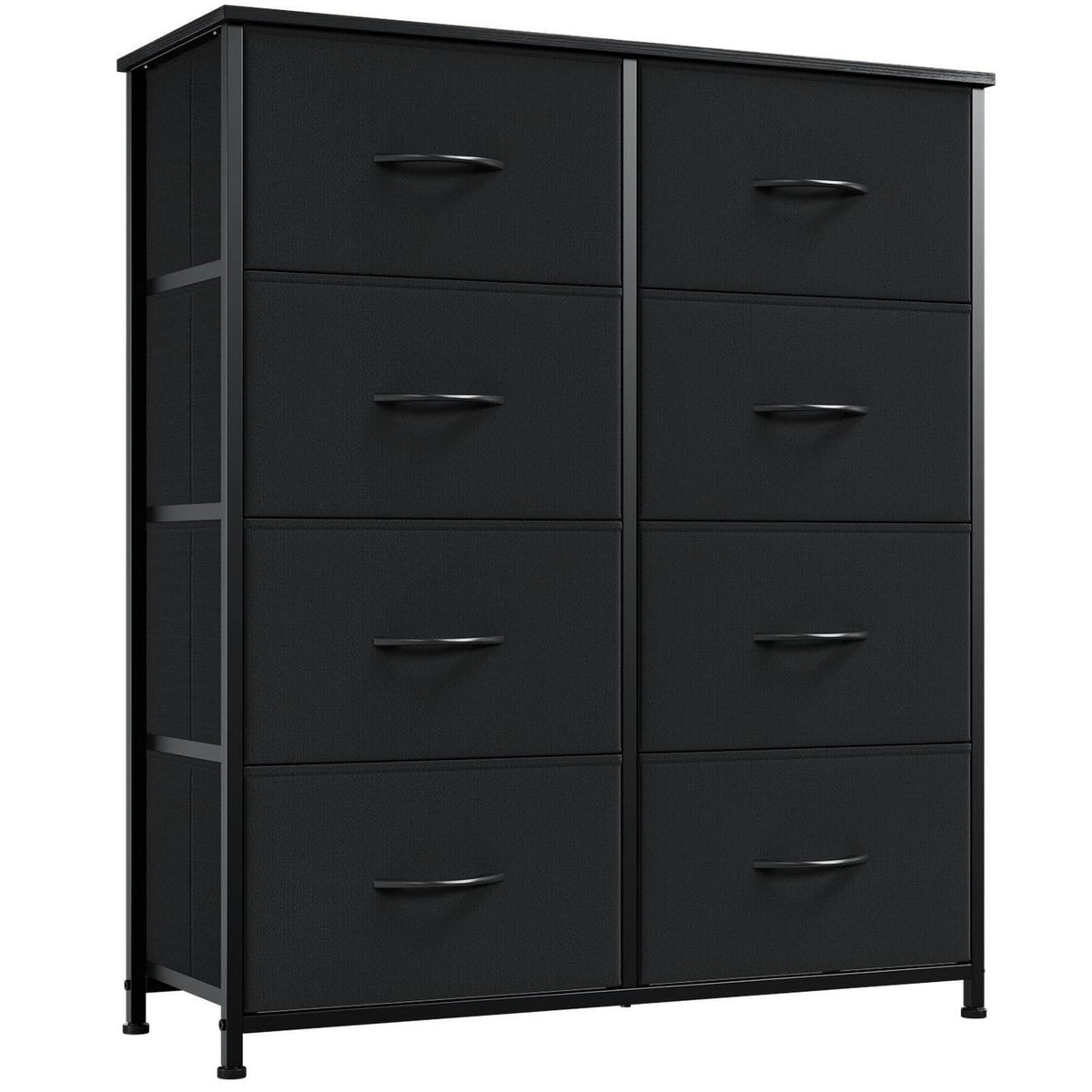 Kommode mit 8 Stoffschubladen – Schwarz, 30x80x93 cm