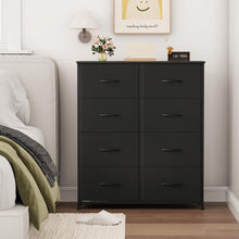 Kommode mit 8 Stoffschubladen – Schwarz, 30x80x93 cm