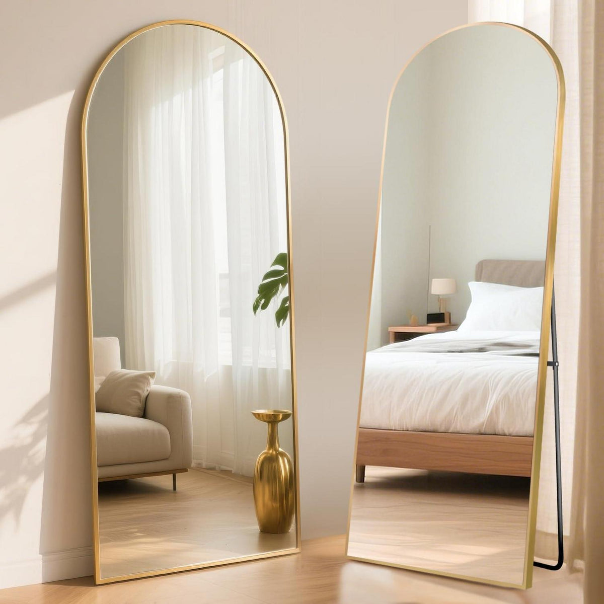 Ganzkörperspiegel Bogenförmig Gold 180x76cm – Stand- & Wandspiegel