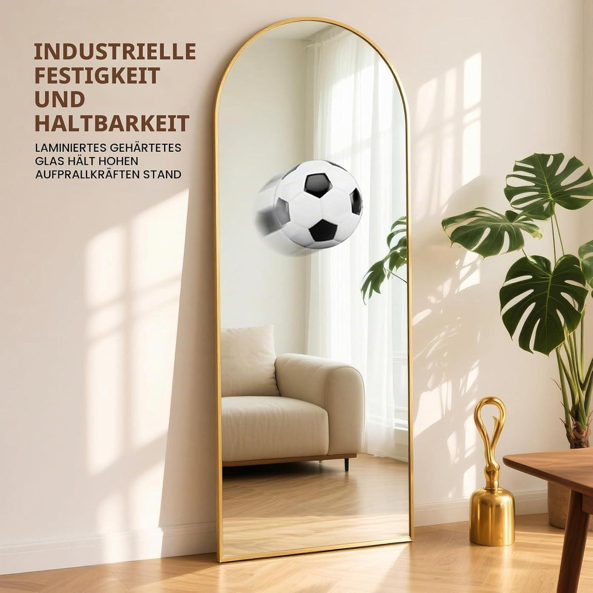 Ganzkörperspiegel Bogenförmig Gold 180x76cm – Stand- & Wandspiegel