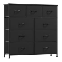 Kommode mit 9 Stoffschubladen – Schwarz, 100x30x99 cm