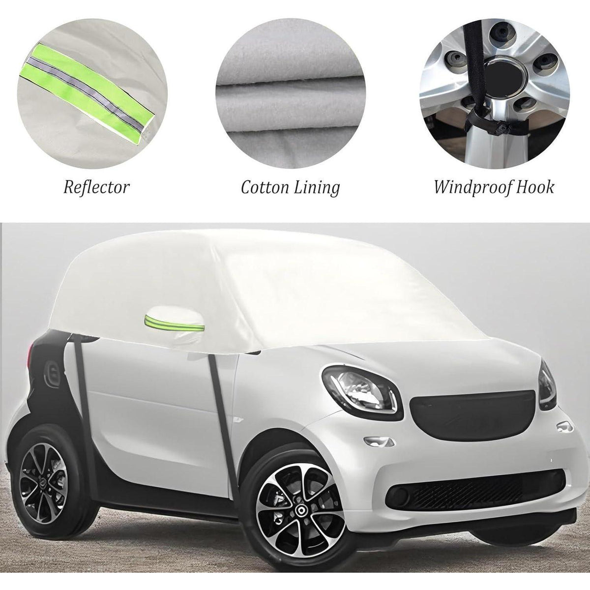 Halbgarage Autoabdeckung Wasserdicht für Smart Fortwo 2006-2025