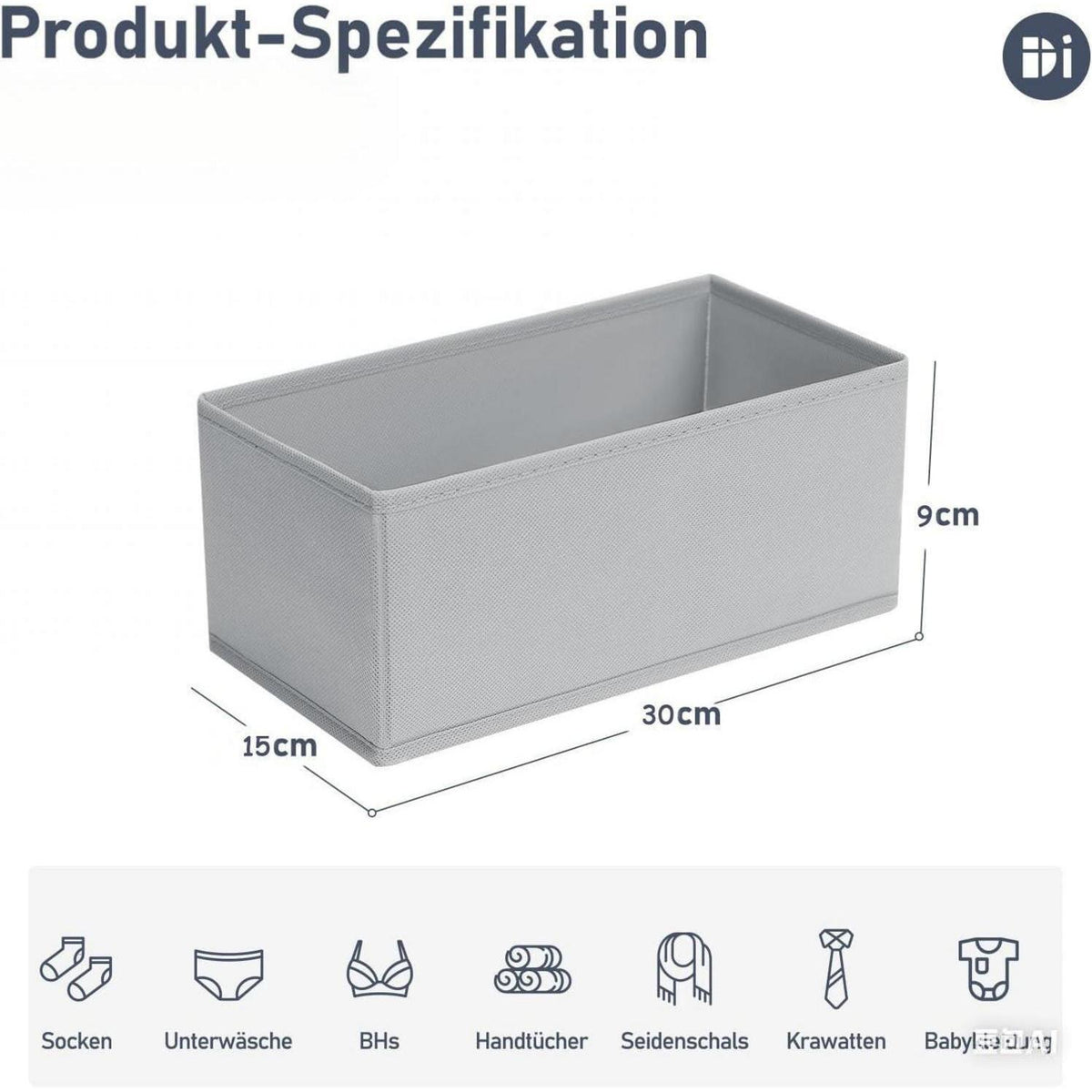 Schubladen Organizer 12er Set Hellgrau Faltbar