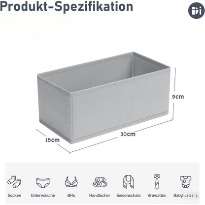 Schubladen Organizer 12er Set Hellgrau Faltbar