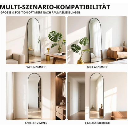 Ganzkörperspiegel Bogen Schwarz 152x42cm – Stand-, Wand- & Anlehnspiegel