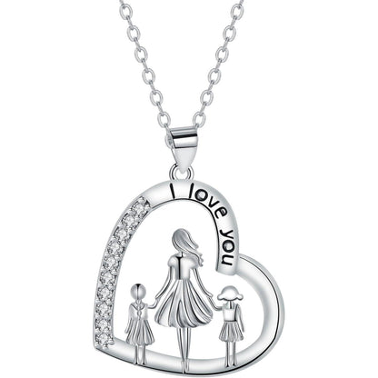 Herz Halskette 925 Sterling Silber Mutter Tochter Kette Geschenk
