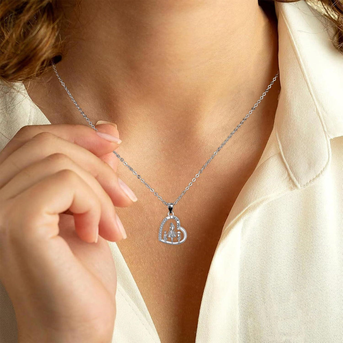 Herz Halskette 925 Sterling Silber Mutter Tochter Kette Geschenk