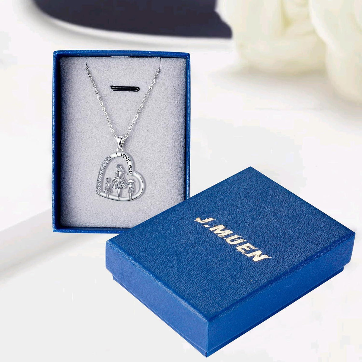 Herz Halskette 925 Sterling Silber Mutter Tochter Kette Geschenk
