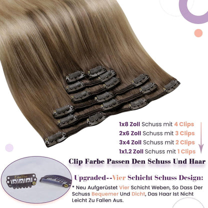 Remy Ombre Clip-in Haarverlängerung Blondbraun 45cm
