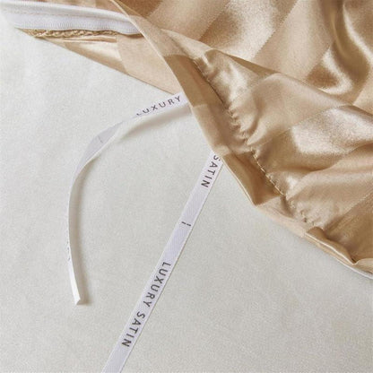 Satin Bettwäsche Set 135x200cm, 4-teilig, Gestreift Gold