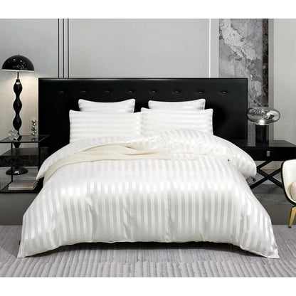 Satin Bettwäsche Set 135x200cm, 4-teilig, Weiß, Glanz, Luxus