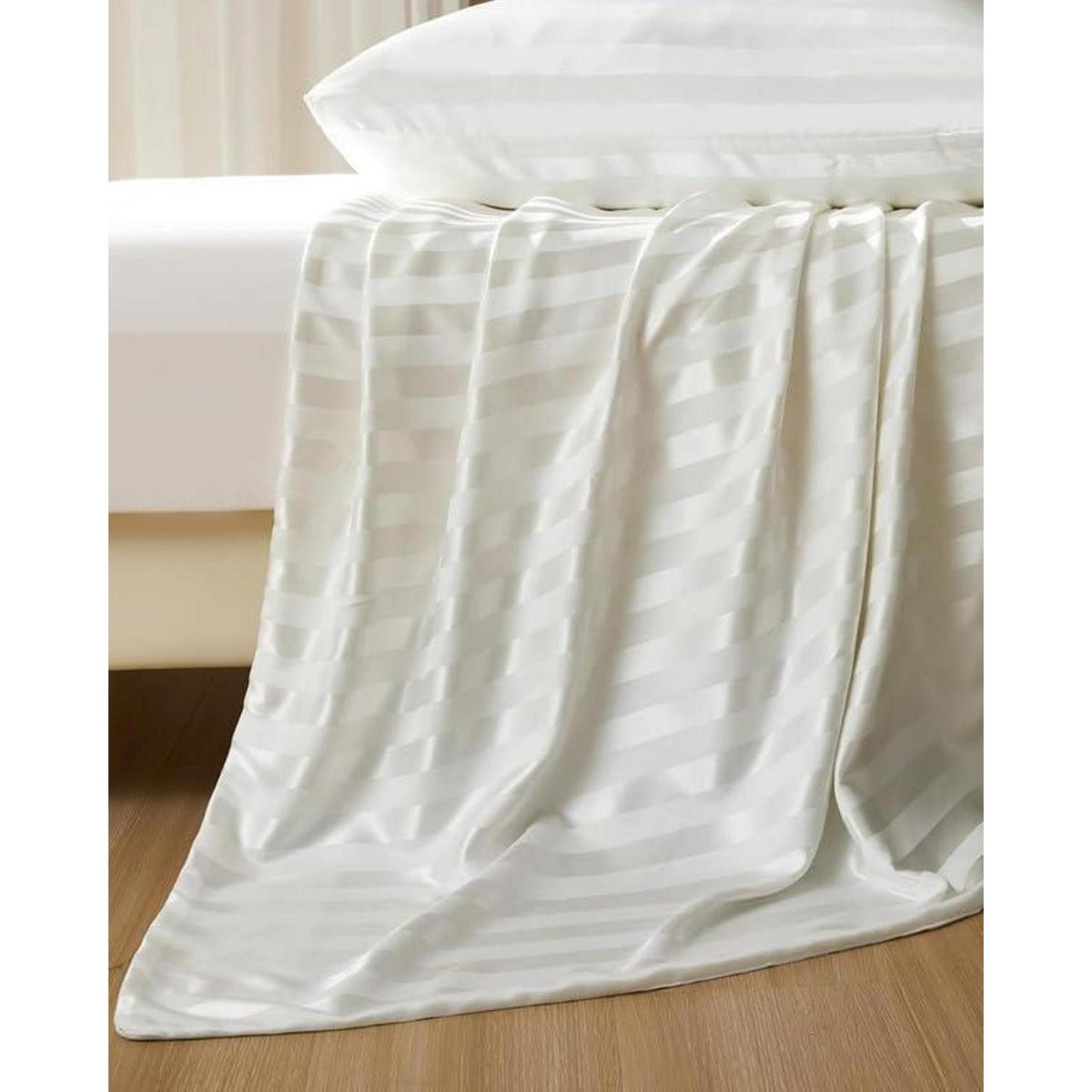 Satin Bettwäsche Set 135x200cm, 4-teilig, Weiß, Glanz, Luxus