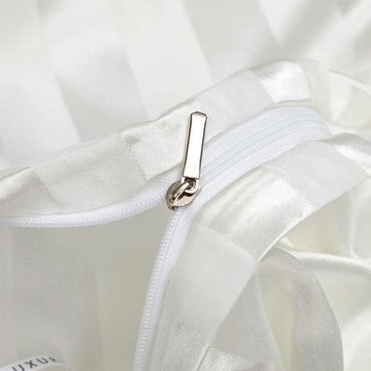 Satin Bettwäsche Set 135x200cm, 4-teilig, Weiß, Glanz, Luxus