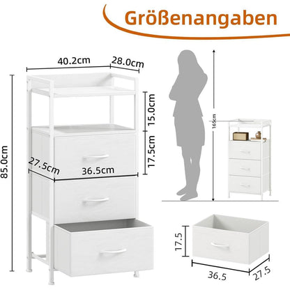 Somdot Kommode mit 3 Stoffschubladen, Weiß