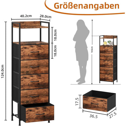 Hohe Kommode mit 5 Stoffschubladen – Schlafzimmer & Wohnzimmer