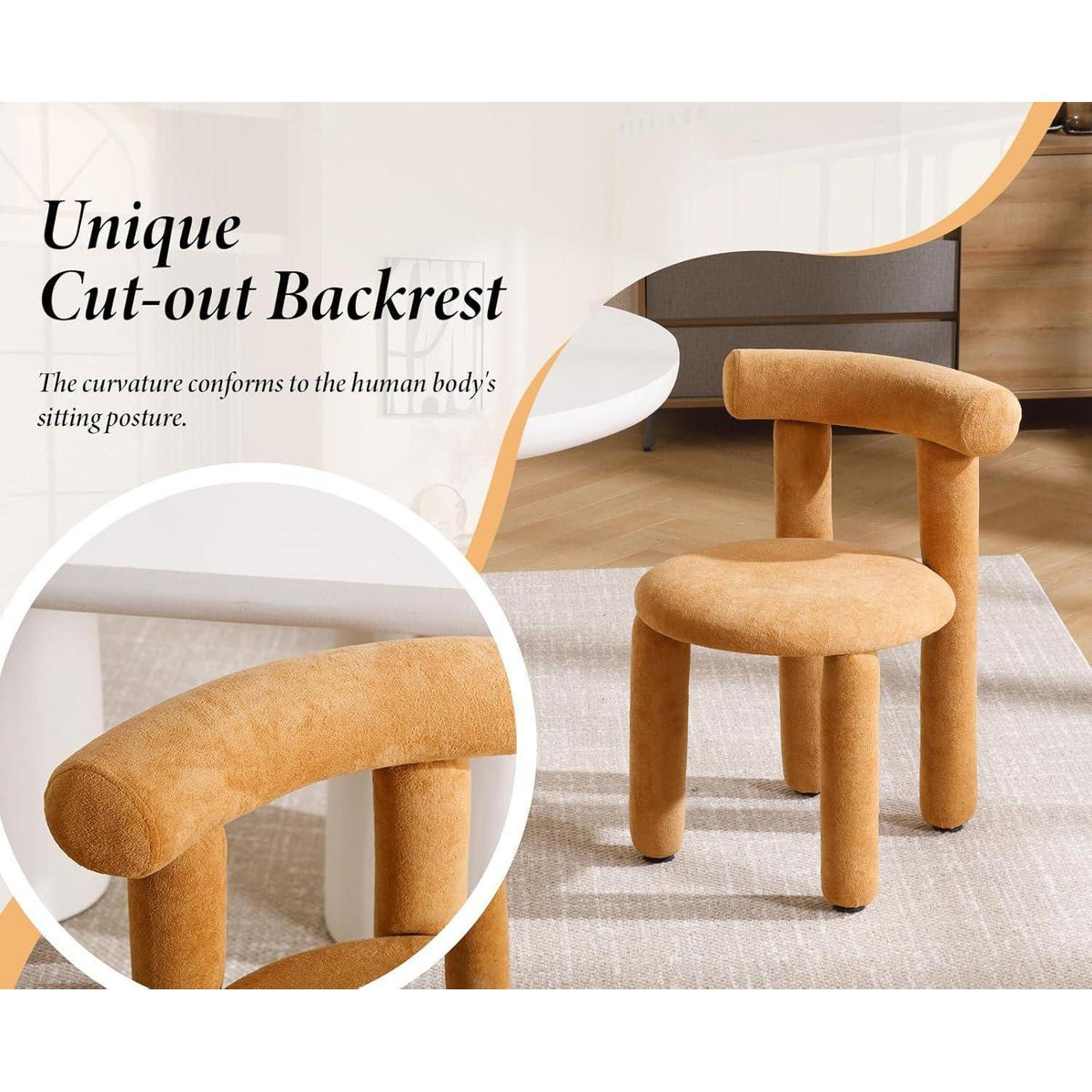 2 Esszimmerstühle Kunstfell Modern Ocker