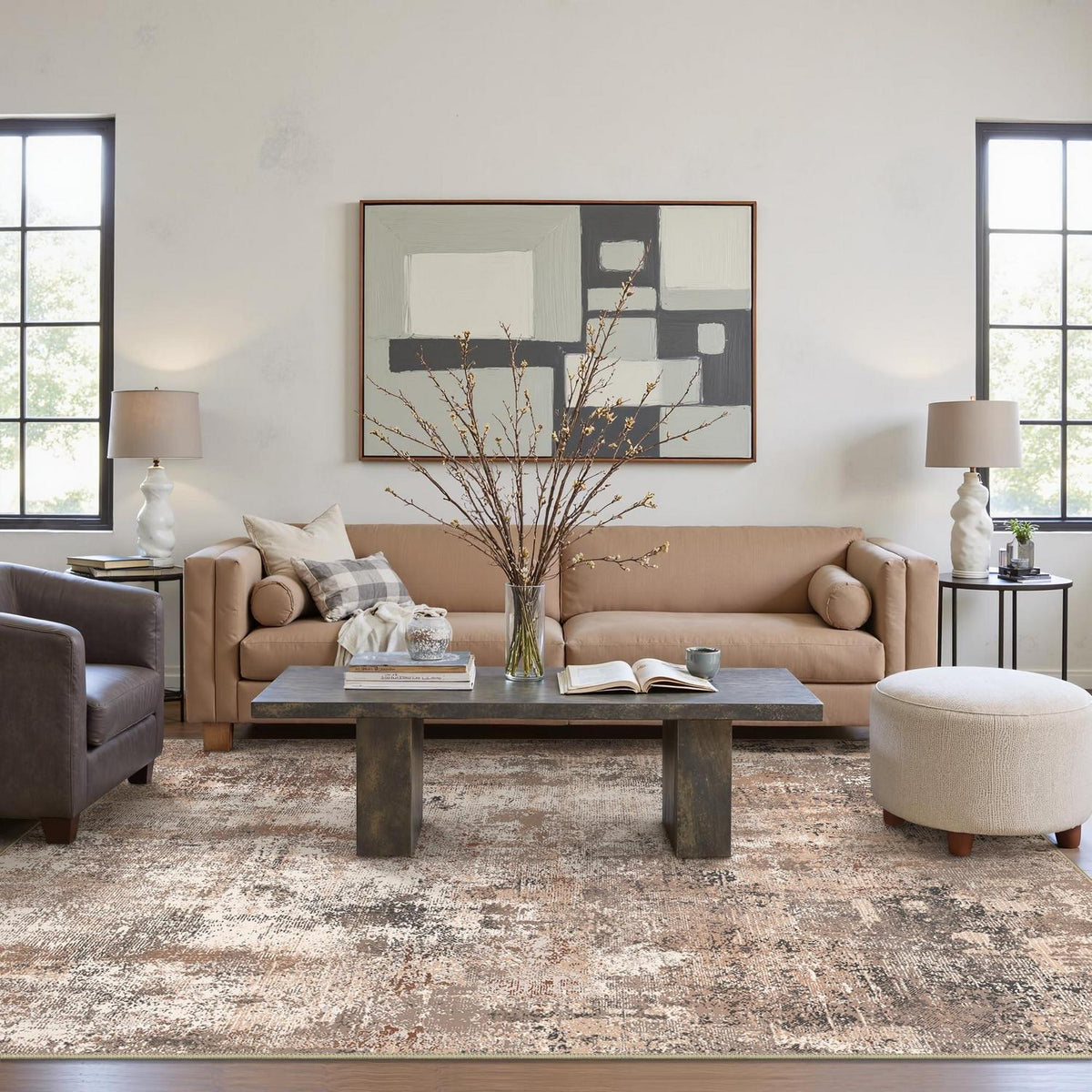 Moderner Teppich Wohnzimmer 160x230 cm Taupe Rechteckig