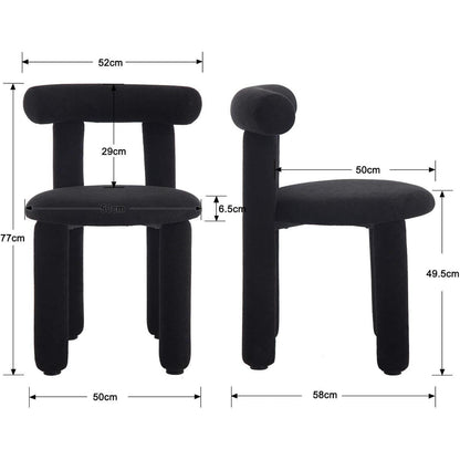 2 Esszimmerstühle Kunstfell Modern Schwarz