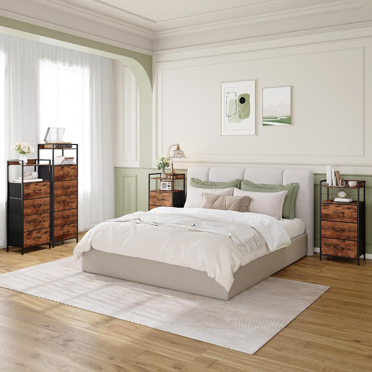 Somdot Kommode mit 4 Stoffschubladen – Schlafzimmer & Wohnzimmer