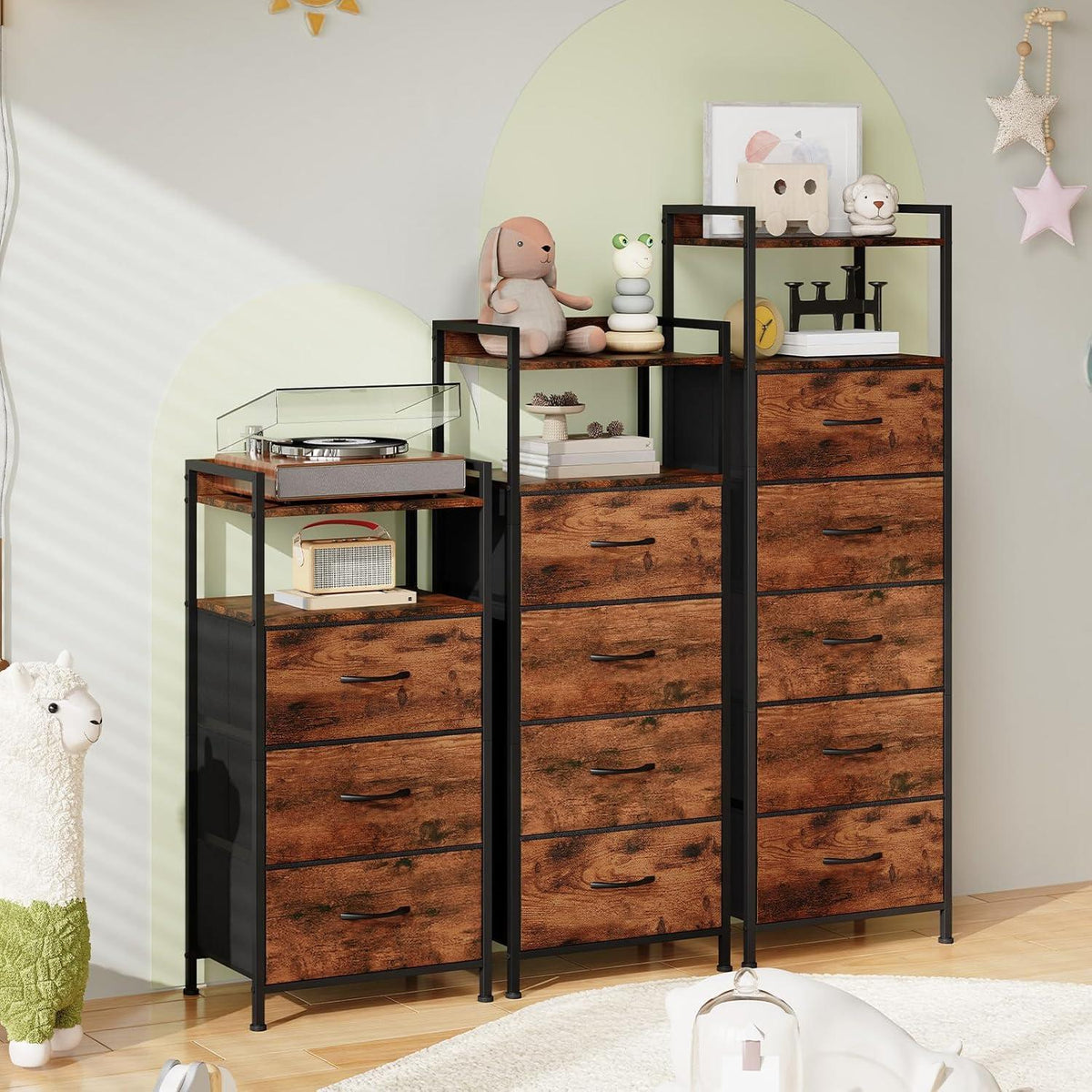 Somdot Kommode mit 4 Stoffschubladen – Schlafzimmer & Wohnzimmer