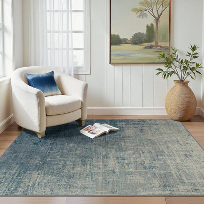 Moderner Waschbarer Teppich Blau Farbverlauf 160x230 cm Rechteckig