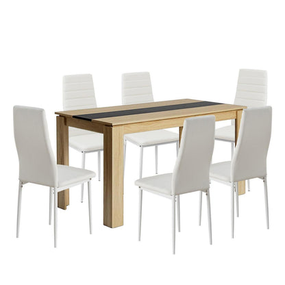 Esszimmergruppe 6 Personen – Holztisch 140x70cm + 6 Stühle