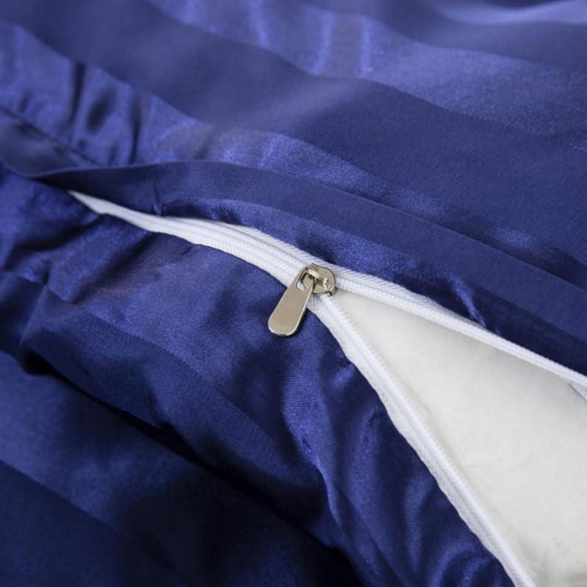 Satin Bettwäsche Set 135x200cm, 4-teilig, Blau gestreift