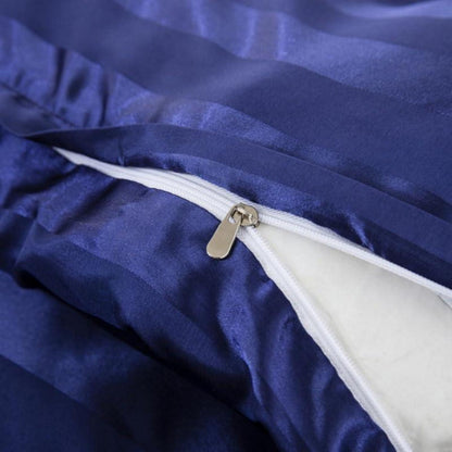 Satin Bettwäsche Set 135x200cm, 4-teilig, Blau gestreift