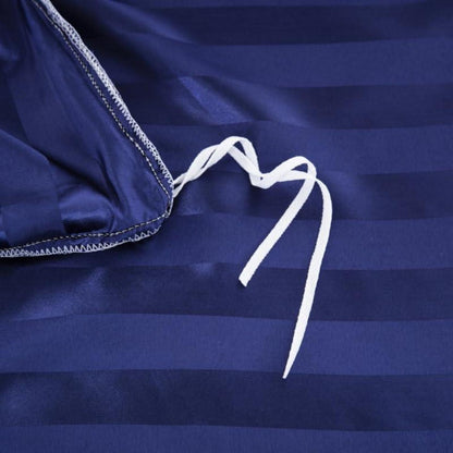 Satin Bettwäsche Set 135x200cm, 4-teilig, Blau gestreift