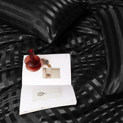 Satin Bettwäsche Set 135x200 cm Schwarz 2-teilig