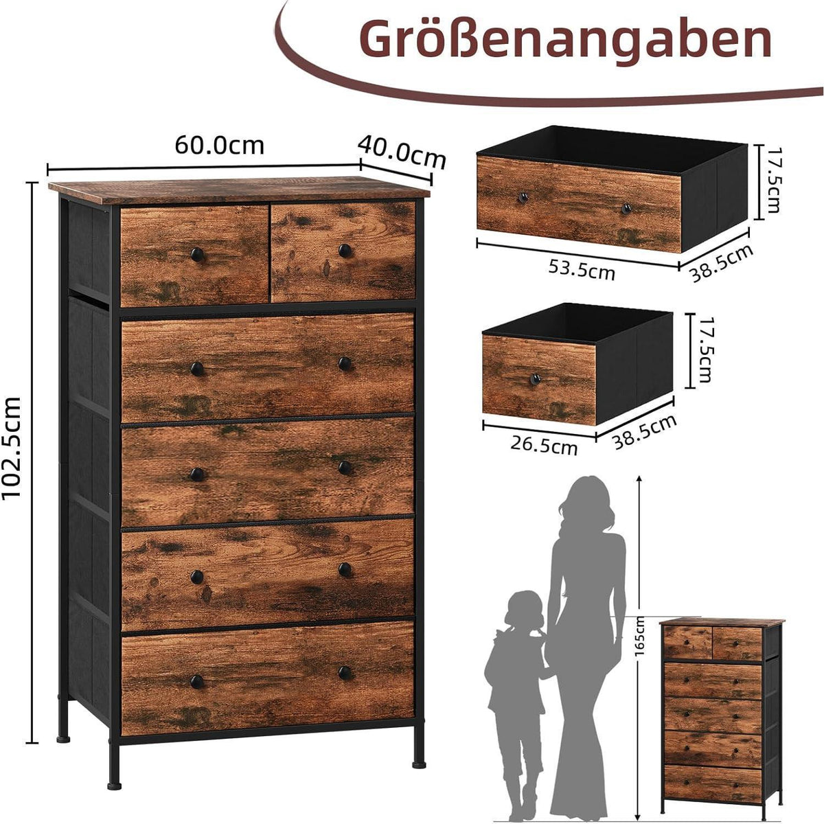 Kommode mit 6 Schubladen – Stoffkommode für Schlafzimmer & Wohnzimmer
