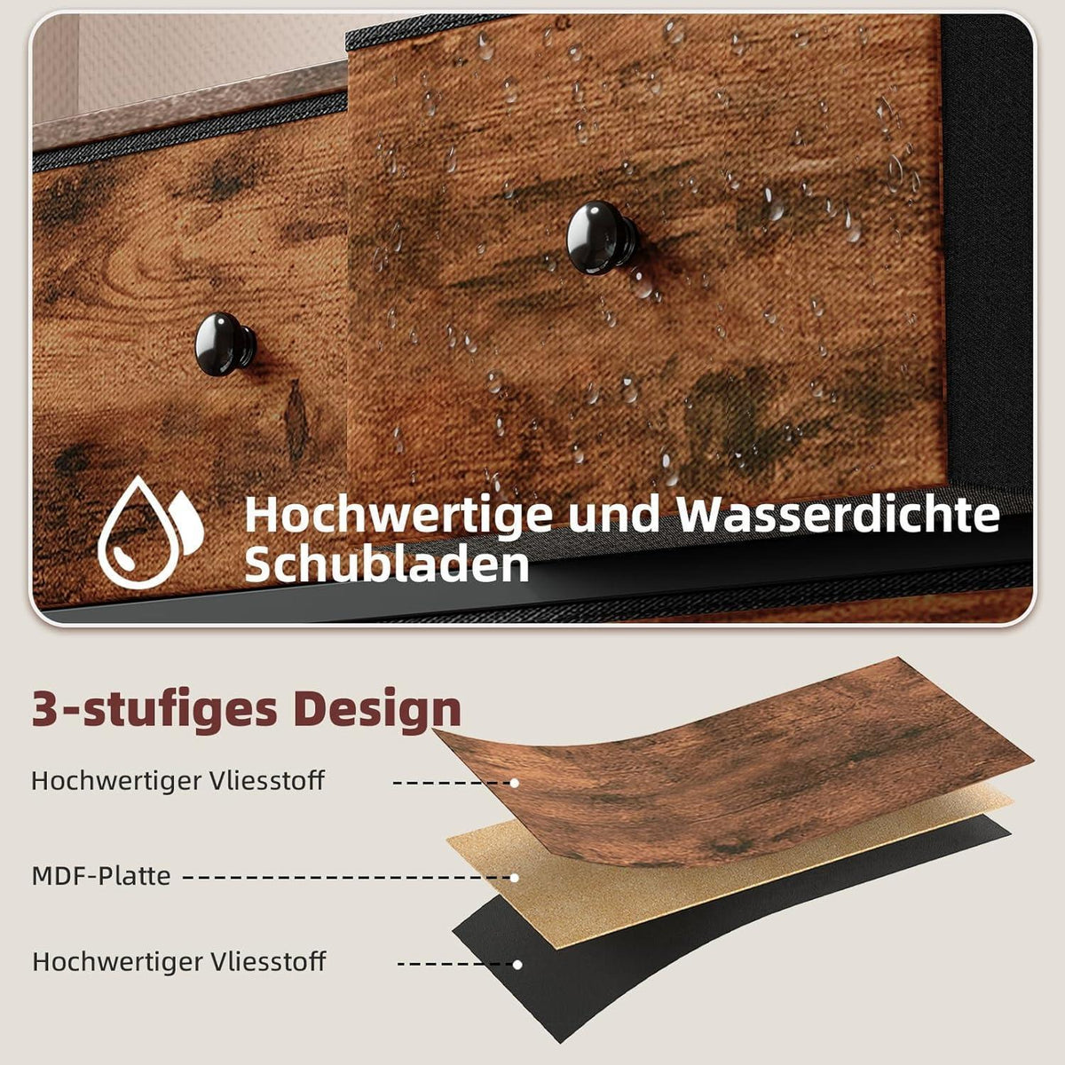 Kommode mit 6 Schubladen – Stoffkommode für Schlafzimmer & Wohnzimmer
