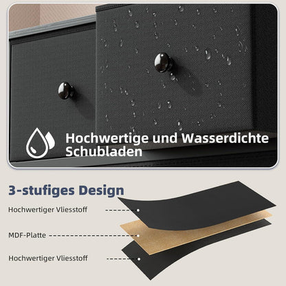 Kommode mit 6 Schubladen – Stoffkommode Schwarz
