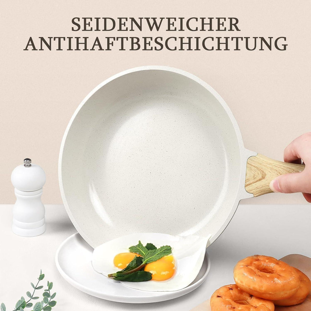 Keramik-Bratpfanne 26cm Induktion, Ungiftig, Leicht zu Reinigen