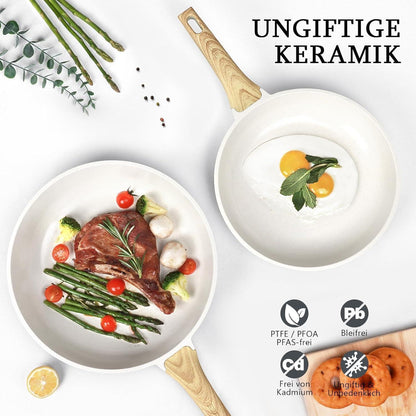 Keramik-Bratpfanne 26cm Induktion, Ungiftig, Leicht zu Reinigen